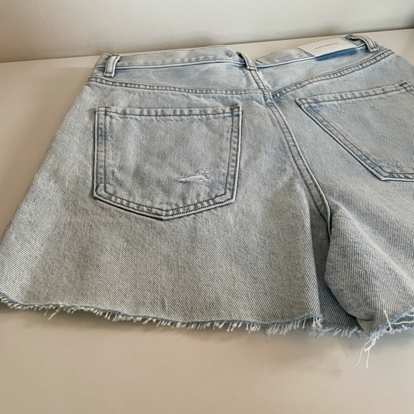 Express Light Jean Denim Super High Rise Distressed Cotton Mom Shorts Women’s 2 - Picture 10 of 13